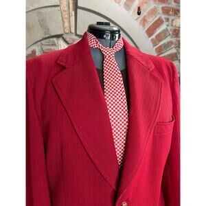 tie skinny checked groovy 1960s red white